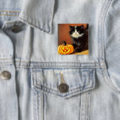 Vintag Schwarz/Weiß Halloween Kitten Button (Beispiel)