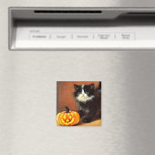 Vintag Schwarz/Weiß Halloween Kitten Magnet (In Situ (Geschirrspüler))