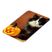 Vintag Schwarz/Weiß Halloween Kitten Magnet (Linke Seite)