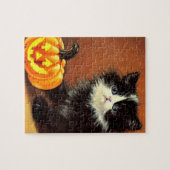 Vintag Schwarz/Weiß Halloween Kitten Puzzle (Horizontal)