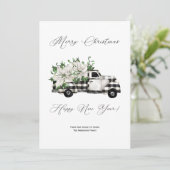 Vintag Schwarz-Weiß-Lkw Poinsettia Weihnachten (Stehend Vorderseite)