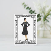 Vintag Schwarz-Weiß-Pullover der 30er Jahre Postkarte (Stehend Vorderseite)