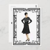 Vintag Schwarz-Weiß-Pullover der 30er Jahre Postkarte (Vorne/Hinten)