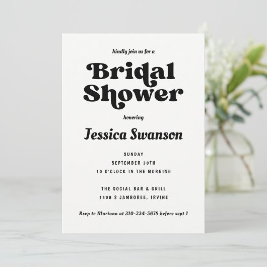 Vintag Schwarz-Weiß-Retro Einladung (Stehend Vorderseite)