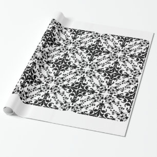 Vintag Schwarz-weißer Damask #2 Geschenkpapier