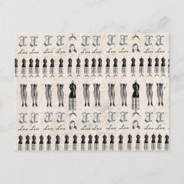 Vintag Schwarz-weißes Paris Modehaus Mannequin Postkarte