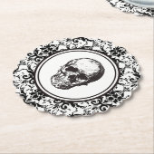 Vintag Schwarzer Damast Muster Skull HALLOWEEN Untersetzer (angewinkelt)