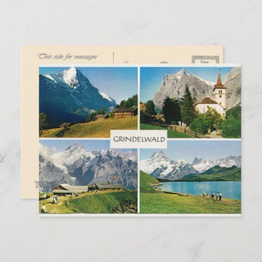 Vintag Schweiz Grindelwald Postkarte (Vorne/Hinten)