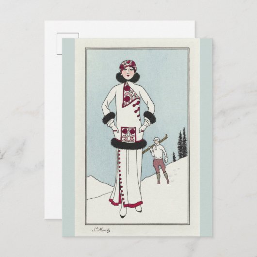 Vintag Schweiz Schweizer Alpen Schneeschuhwandern Postkarte (Vorne/Hinten)