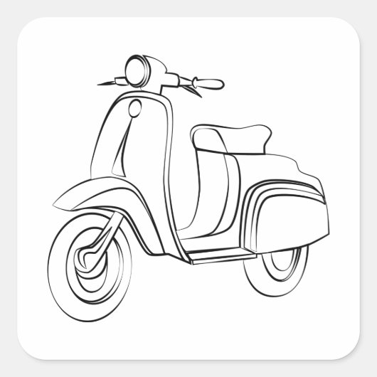 Vintag Scooter Quadratischer Aufkleber (Vorderseite)