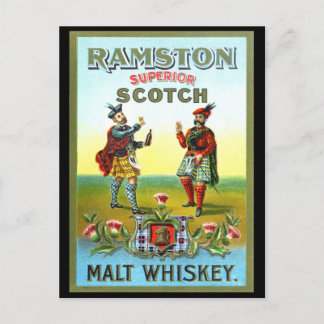 Vintag Scotch Whiskey ETIKETT Postkarte