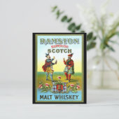 Vintag Scotch Whiskey ETIKETT Postkarte (Stehend Vorderseite)