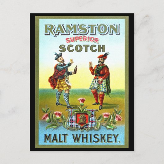 Vintag Scotch Whiskey ETIKETT Postkarte (Vorderseite)