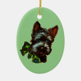 Vintag Scottie Dog Scottish Terrier & Jadeite Keramik Ornament