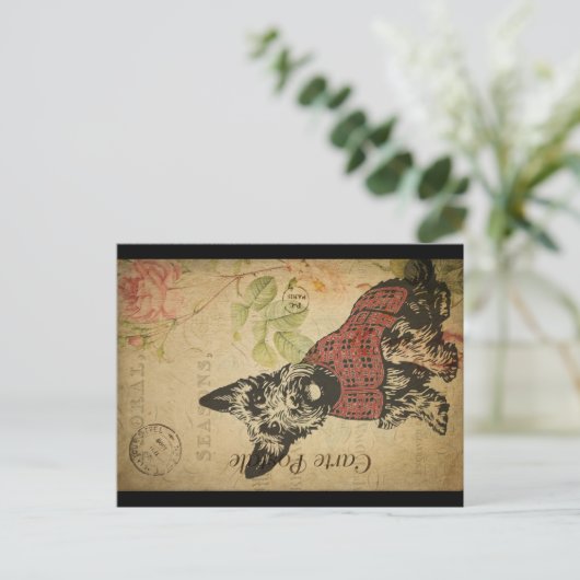 Vintag Scottie Postkarte (Stehend Vorderseite)