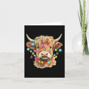 Vintag Scottish Highland Cow Animal Christmas Xma Karte