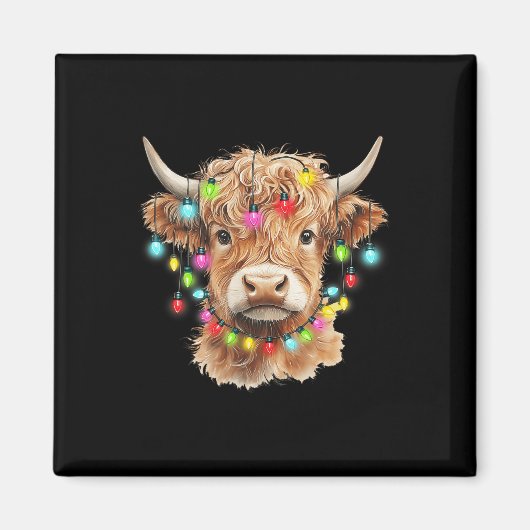 Vintag Scottish Highland Cow Animal Christmas Xma Magnet (Vorne)
