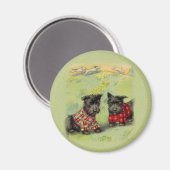 Vintag Scottish Terrier Round Magnet (Vorderseite/Rückseite)