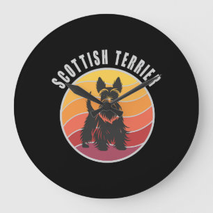 Vintag Scottish Terrier Sunset Große Wanduhr
