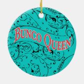 Vintag Scroll Design Bunco Queen Keramikornament (Hinten)