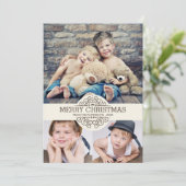 Vintag Scroll Frohe Weihnachtsfoto Collage Feiertagskarte (Stehend Vorderseite)