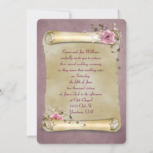 Vintag Scroll Vow Erneuerung Einladung (Vorderseite)