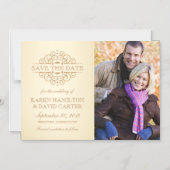 Vintag Scrolls Verlobung Foto Magneteinladung (Vorderseite)