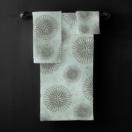 Vintag Sea Shanty | Steampunk Compass Ephemera Badhandtuch Set