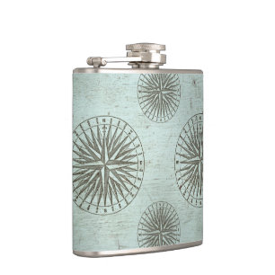 Vintag Sea Shanty   Steampunk Compass Ephemera Flachmann