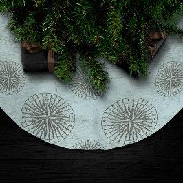 Vintag Sea Shanty | Steampunk Compass Ephemera Polyester Weihnachtsbaumdecke