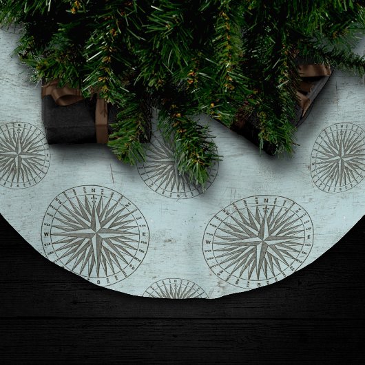 Vintag Sea Shanty | Steampunk Compass Ephemera Polyester Weihnachtsbaumdecke