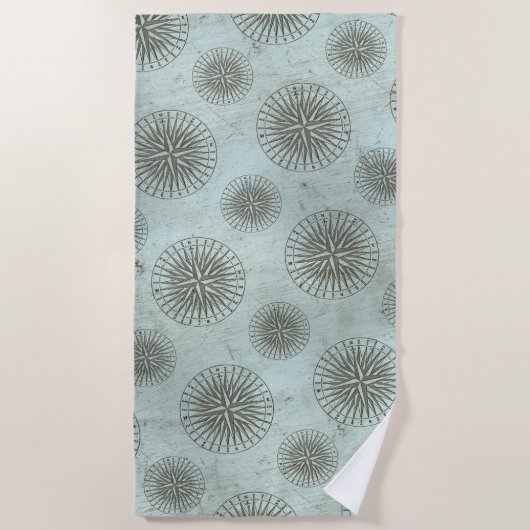 Vintag Sea Shanty | Steampunk Compass Ephemera Strandtuch (Vorderseite)