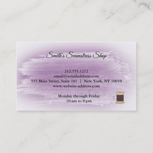 Vintag Seamstress Visitenkarte (Rückseite)