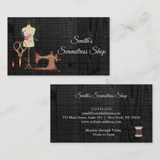 Vintag Seamstress Visitenkarte (Vorne/Hinten)