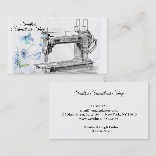 Vintag Seamstress Visitenkarte (Vorne/Hinten)