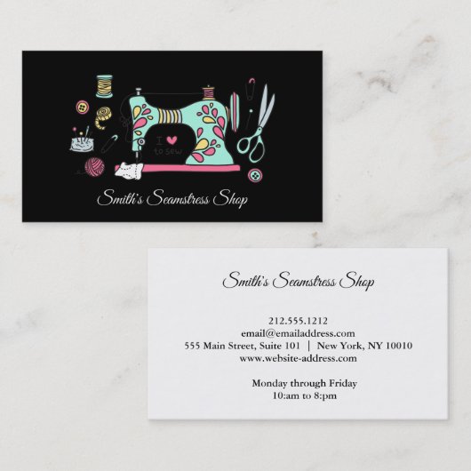 Vintag Seamstress Visitenkarte (Vorne/Hinten)