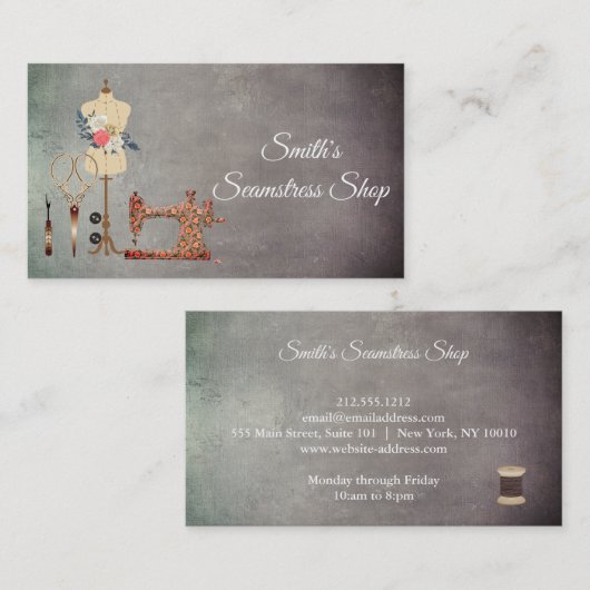 Vintag Seamstress Visitenkarte (Vorne/Hinten)