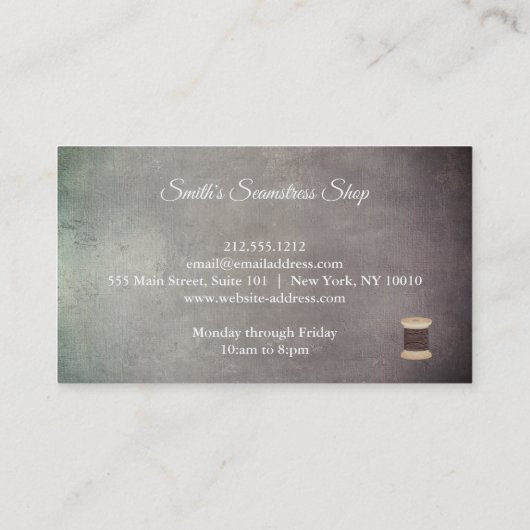 Vintag Seamstress Visitenkarte (Rückseite)