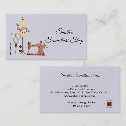 Vintag Seamstress Visitenkarte (Vorne/Hinten)