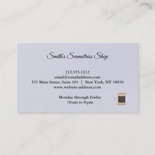 Vintag Seamstress Visitenkarte (Rückseite)