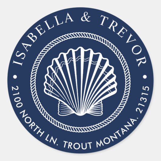 Vintag Seashell | RÜCKSENDEADRESSE Runder Aufkleber (Vorderseite)