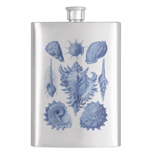 Vintag Seashells Blue Flachmann (Vorderseite)