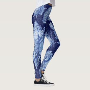 Vintag Seashells Blue Leggings
