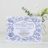 Vintag seashells nautische Beachvolleyparty Einladung (Stehend Vorderseite)