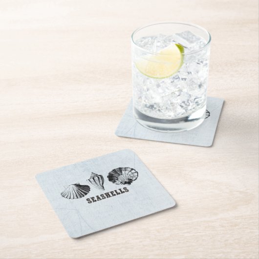 Vintag Seashells Rechteckiger Pappuntersetzer (Vor Ort)