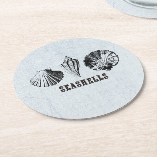 Vintag Seashells Runder Pappuntersetzer (Angewinkelt)