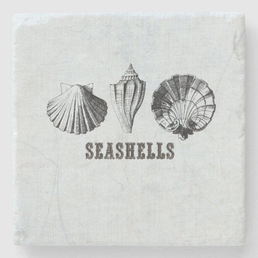 Vintag Seashells Steinuntersetzer (Vorderseite)
