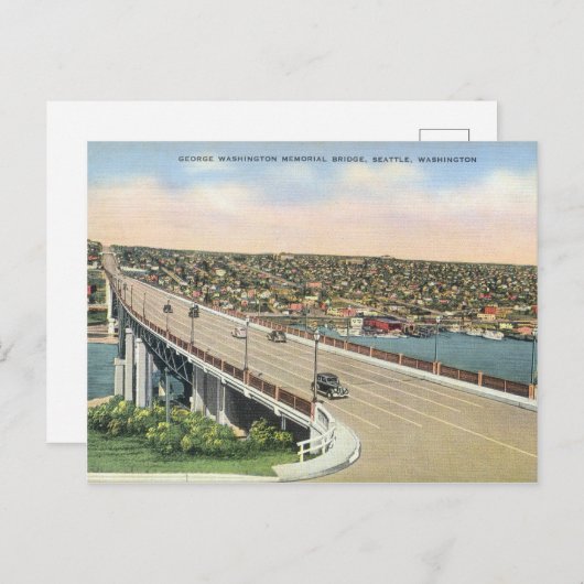 Vintag Seattle Aurora Bridge Postkarte (Vorne/Hinten)