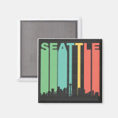 Vintag Seattle Cityscape Magnet (Vorderseite/Rückseite)