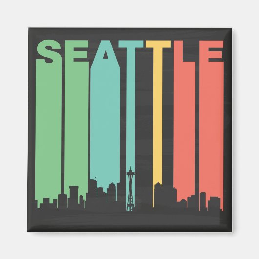 Vintag Seattle Cityscape Magnet (Vorne)